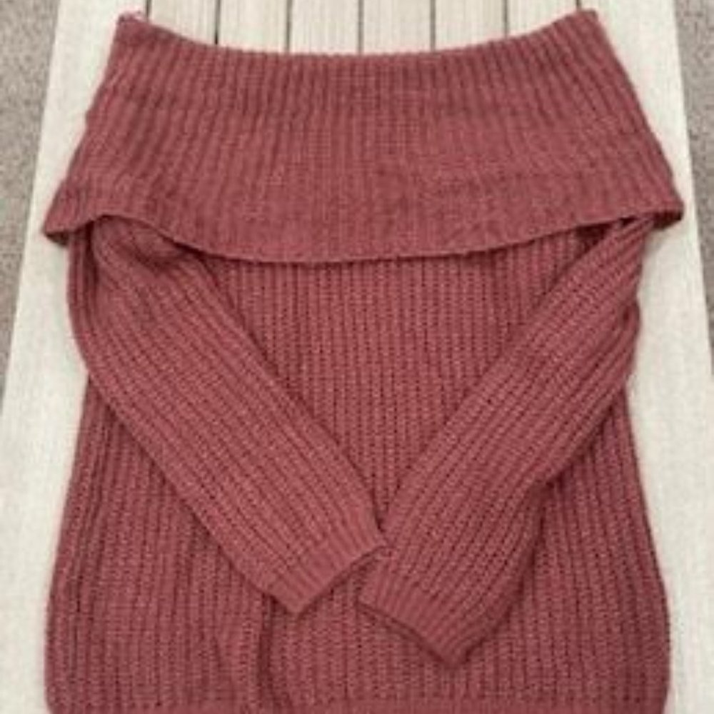 Sienna Sky Off-the-Shoulder Sweater in Dusty Rose